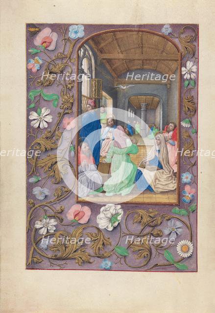 Hours of Queen Isabella the Catholic, Queen of Spain: Fol. 31v, Pentecost, c. 1500. Creator: Master of the First Prayerbook of Maximillian (Flemish, c. 1444-1519); Associates, and.