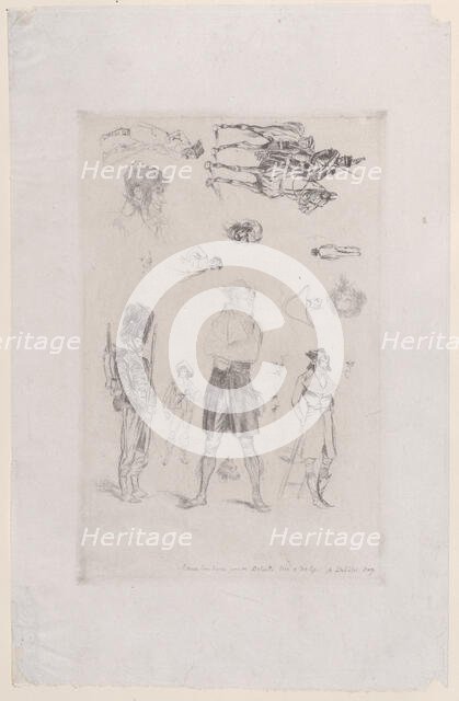 Sheet of sketches (Feuille de Croquis), 1868. Creator: Jean Baptiste Edouard Detaille.