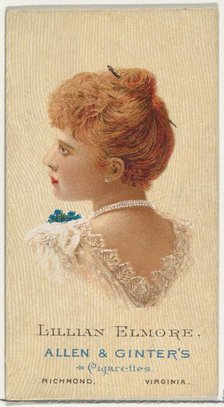 Lillian Elmore, from World's Beauties, Series 2 (N27) for Allen & Ginter Cigarettes, 1888., 1888. Creator: Allen & Ginter.