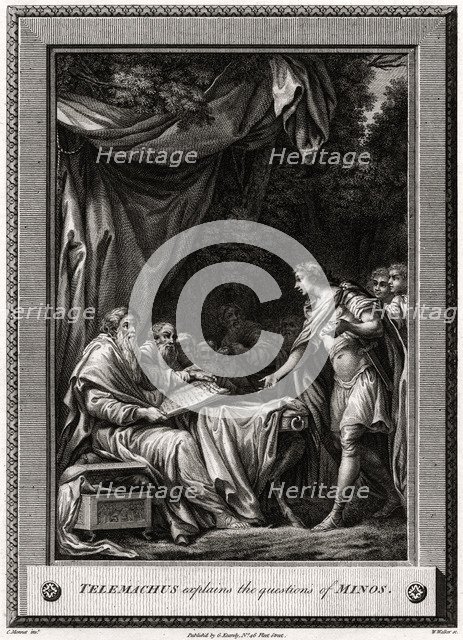 'Telemachus explains the questions of Minos', 1776. Artist: W Walker