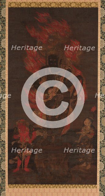 Fudo Myo'o and two attendants, Kamakura period, 14th century. Creator: Unknown.