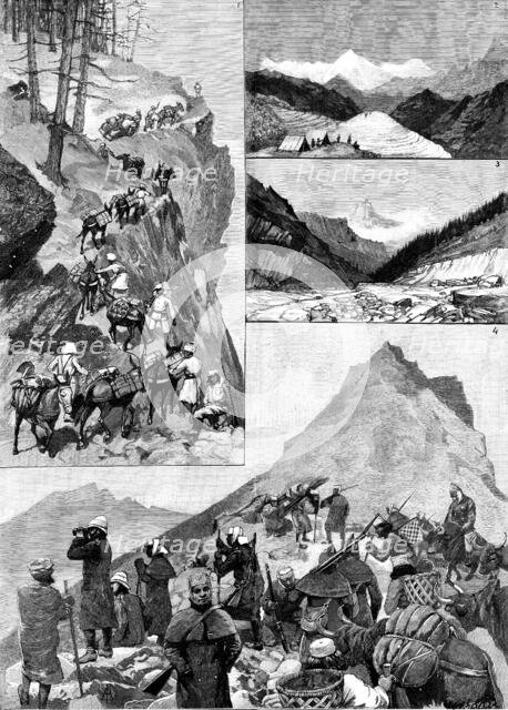 With the Niti Field Force, on the road to the Thibetan Frontier, 1890. Creator: R. Taylor.