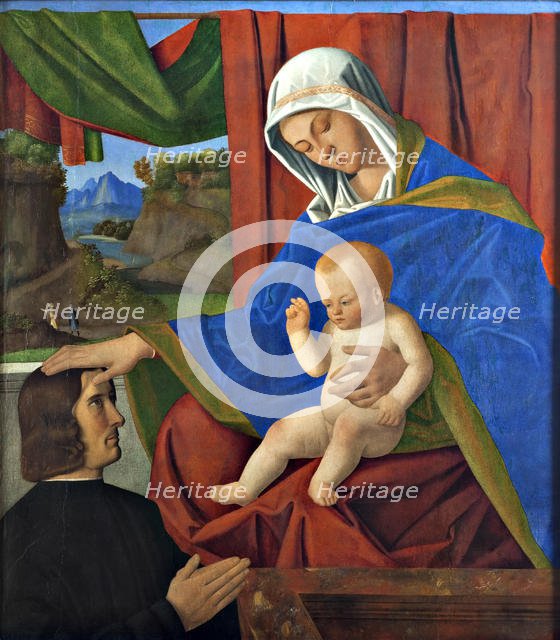 Virgin and child with a Donor, Late 15th cen.. Creator: Francesco di Simone da Santacroce (1470/75-1508).