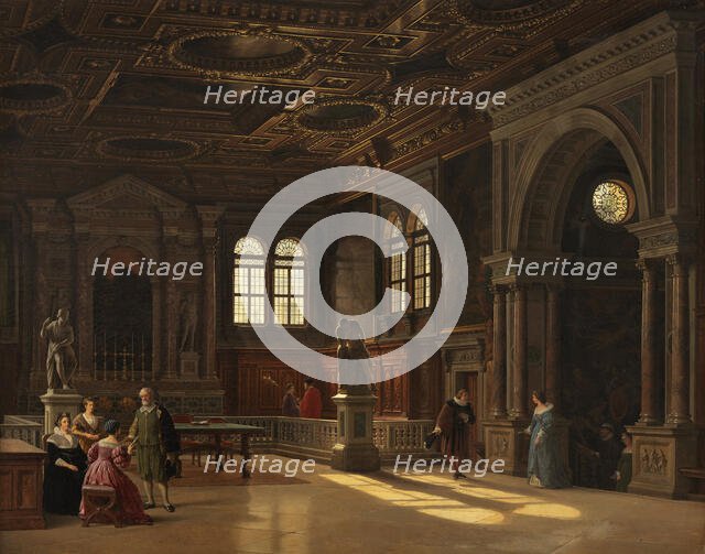 Interior from Scoula St. Rocco, Venice, 1852. Creator: Heinrich Hansen.