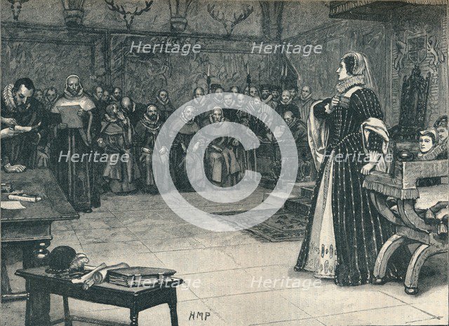 Trial of Mary Queen of Scots in Fotheringhay Castle, 1586 (1905).  Artist: Unknown.