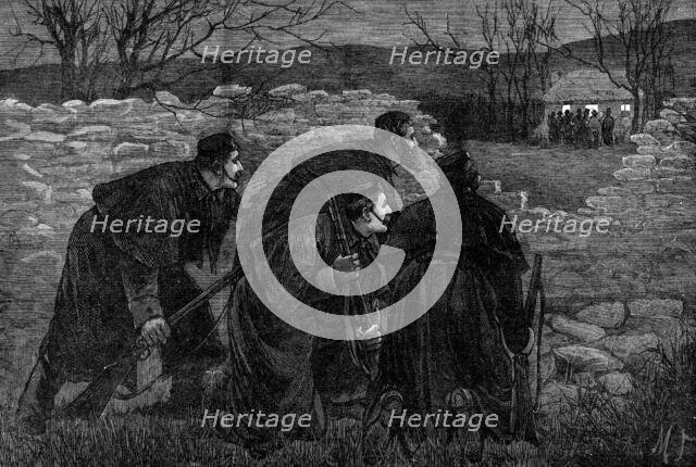 The State of Ireland: "Captain Moonlight" surprised by a police patrol, 1881. Creator: Unknown.