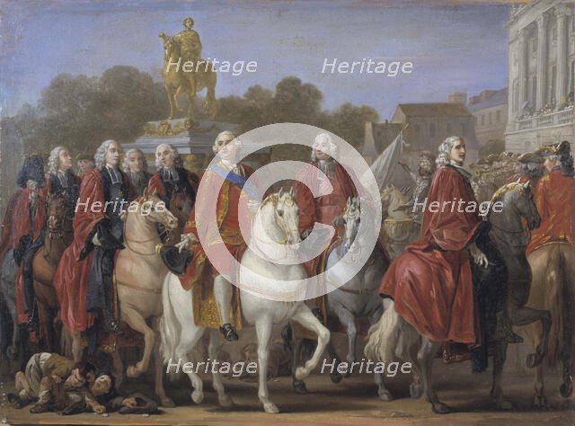 Inauguration de la statue de Louis XV sur la place du même nom, par le corps de..., le 20 juin 1763. Creator: Joseph-Marie Vien the Elder.