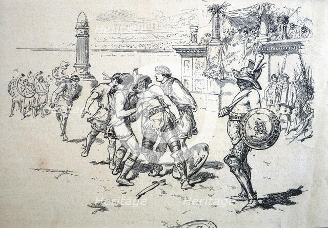 Drawing for the work 'Last Days of Pompeii', 20th century. Creator: Mestres, Apeles. (1854-1936).