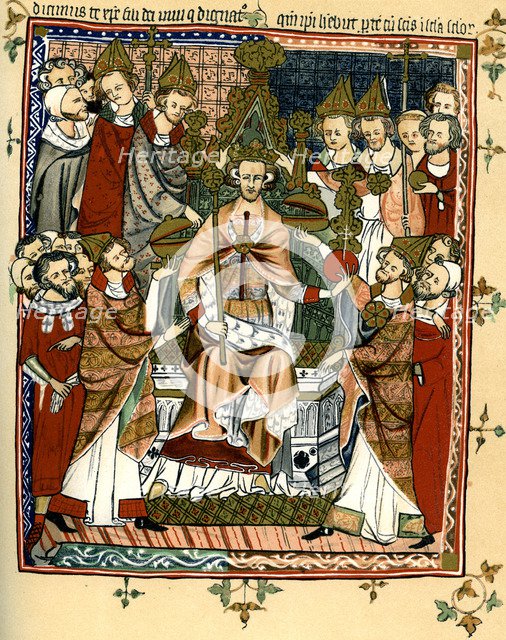 Coronation of a king, early 14th century, (1893). Artist: Unknown