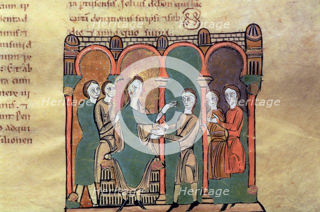 Sacramental Witness of Count Bernat I of Besalú the Tallaferro (? 970 - 1020), miniature in 'Libe…