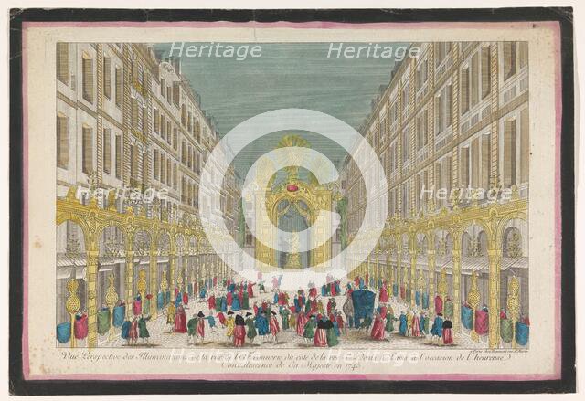 View of decorations on rue de la Ferronnerie in Paris on occasion of the restoration...1745 Creator: Anon.