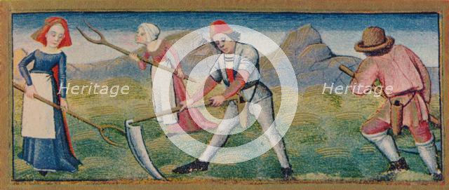 June - mowing, 15th century, (1939). Creator: Robinet Testard.