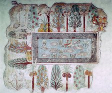 Egyptian wall-painting of an ornamental pool with fish, 14th century BC. Artist: Unknown