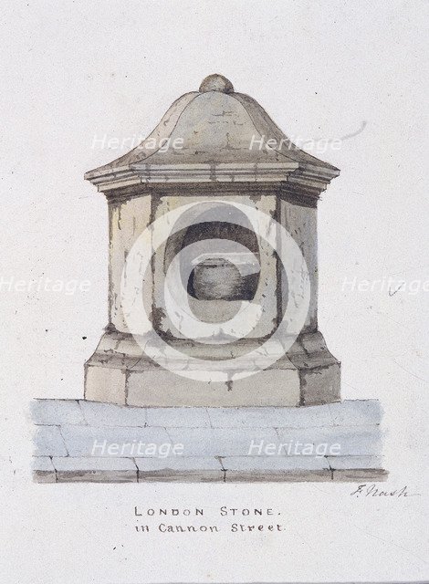 London Stone, Cannon Street, London, c1816. Artist: Frederick Nash