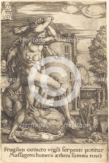 Hercules Slaying the Dragon, 1550. Creator: Heinrich Aldegrever.