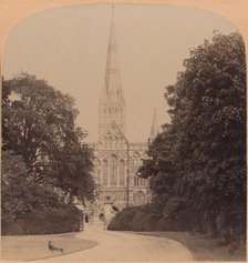 'Salisbury Cathedral (northwest front) England, first great Church of the early English Style', 1900 Creator: Underwood & Underwood.
