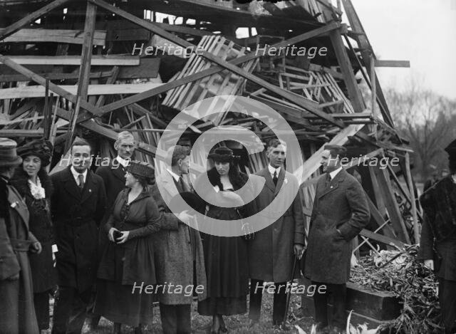 Liberty Loans - Mrs. Mcadoo Lighting Bonfire, 1917. Creator: Harris & Ewing.