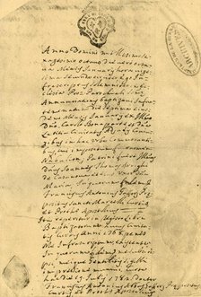 Napoleon's birth certificate, 21 July 1771, (1921). Creator: Unknown.