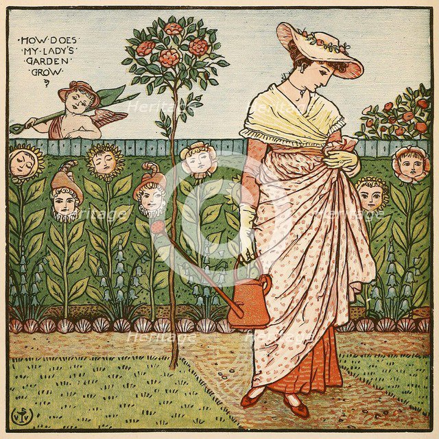 How Does My Lady's Garden Grow, from Walter Crane's Painting Book, pub.  1889. Creator: Walter Crane (1845 - 1915).