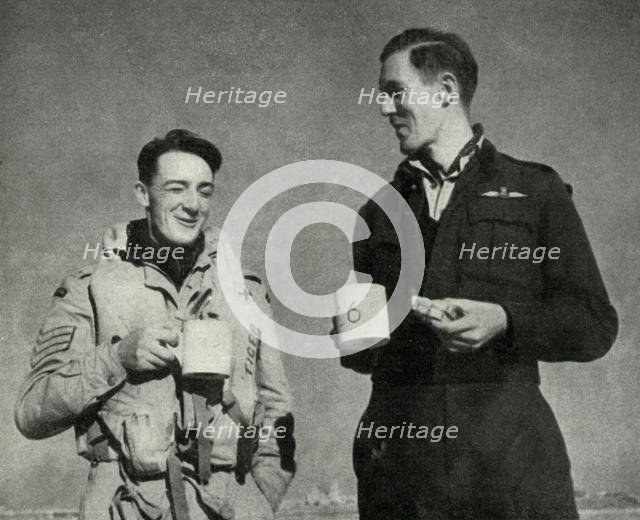 RAF personnel enjoying a cup of tea, Malta, World War II, 1942 (1944). Creator: Unknown.