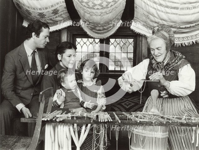 Swedish Royal Family at a candle dipping display, Skansen Folklore Museum, Stockholm, 1980. Artist: Unknown