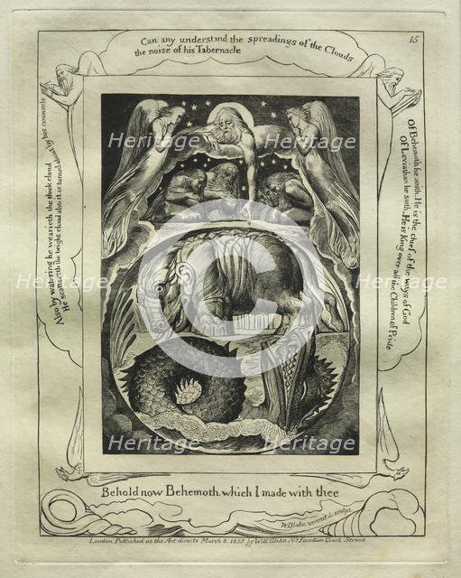 The Book of Job: Pl. 15, Behold now Behemoth which I made with thee, 1825. Creator: William Blake (British, 1757-1827).