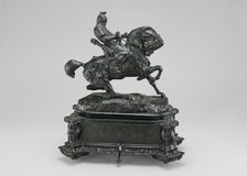 Tartar Warrior Checking His Horse, model 1845, cast by 1873. Creator: Antoine-Louis Barye.