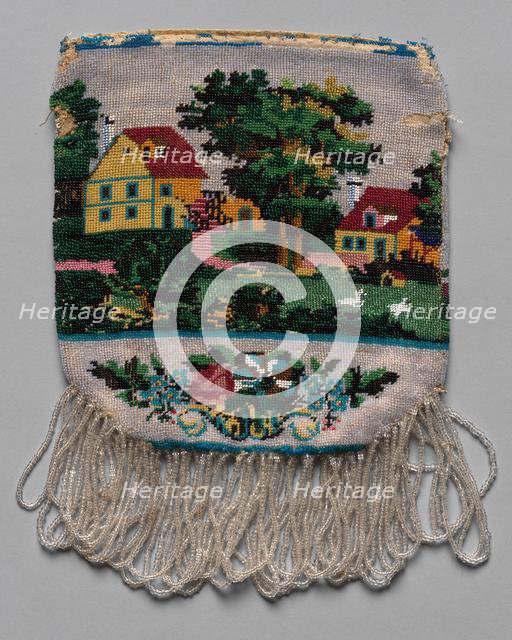 Beaded Bag (landscape scene), 19th century. Creator: Unknown.