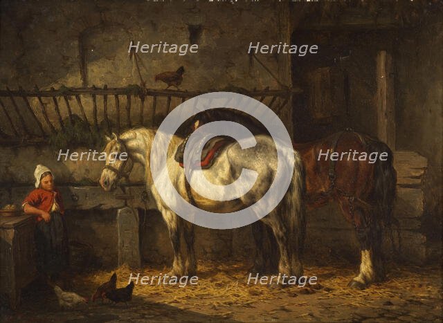 Horses in a stable, n.d., c1865-1885. Creator: Willem Johan Boogaard.