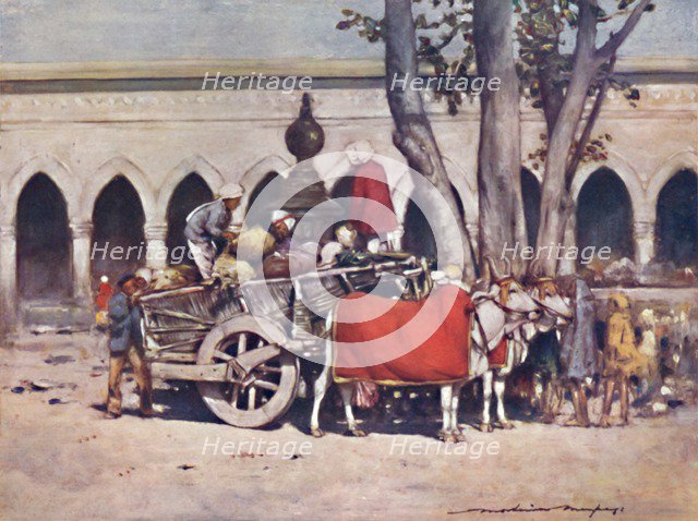 'Scene outside the Railway Station during the Delhi Durbar', 1903. Artist: Mortimer L Menpes.