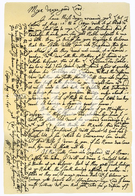 Letter from William Laud, Archbishop of Canterbury to Edward Conway, 14th August 1640.Artist: William Laud