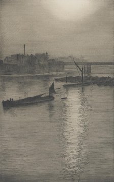 From Waterloo Bridge: Sun bursting through fog, c. 1924-27. Creator: CRW Nevinson.