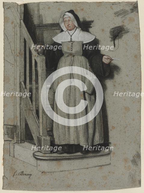 The Letter of Admission, Interior of a Convent, c. 1867. Creator: François Bonvin (French, 1817-1887).