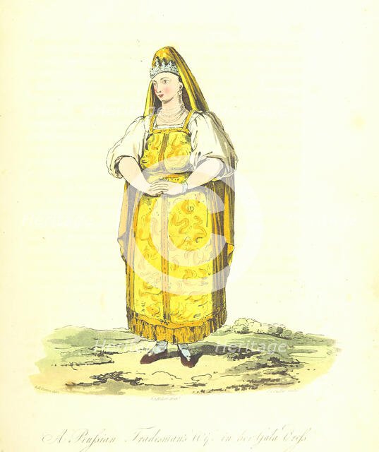A Russian Tradesman's Wife in her Gala Dress, 1813.  Creator: Joseph Constantine Stadler.