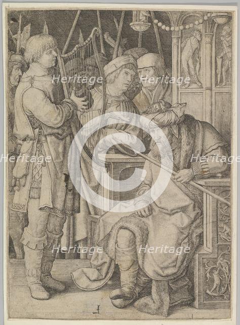 David Playing the Harp Before Saul, ca. 1508. Creator: Lucas van Leyden.