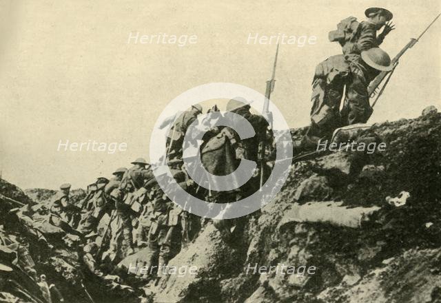 '"Over the Top": Canadian troops leaving their trenches...', First World War, c1916, (c1920).  Creator: Unknown.
