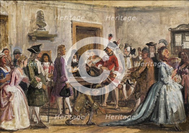 Philemon and his prosecutors. Scene from Det lykkelige skibbrud by Holberg, Act 5, Scene 9..., c1859 Creator: Wilhelm Marstrand.