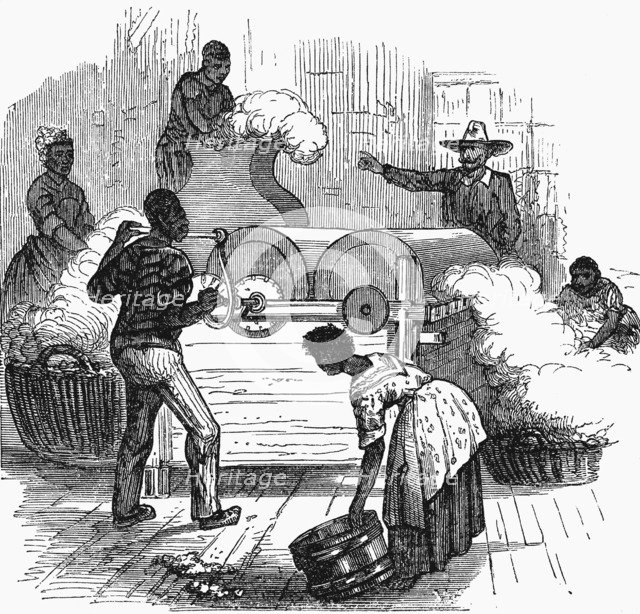 Slave labour on a cotton plantation in the southern states of America, 1860. Artist: Unknown
