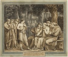 Telemachus Describes How He Was Admitted into the Assembly in Crete, from The..., 1808. Creator: Bartolomeo Pinelli.