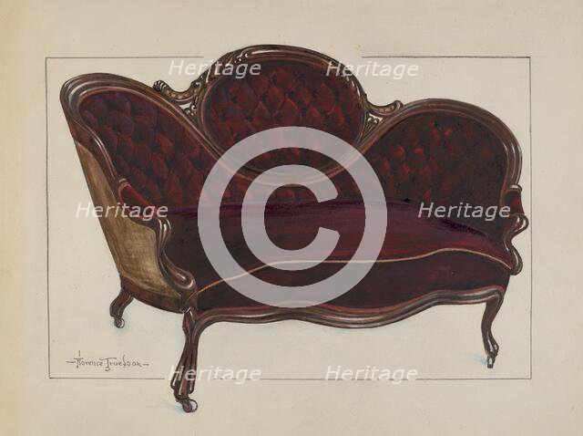 Queen Anne Settee, c. 1937. Creator: Florence Truelson.