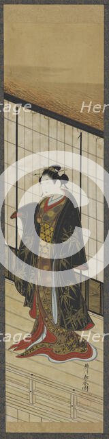 Woman standing on a second-story balcony, Edo period, mid-18th century. Creator: Katsukawa Shunsui.