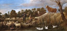 'Landscape with Two Shepherds, Cattle and Ducks', 17th century. Artist: David Teniers II.