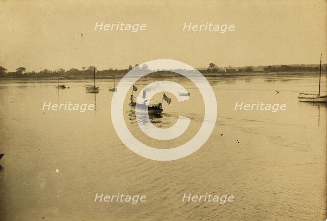 Proceeding to peace conference by steam launch, 1905. Creator: Unknown.