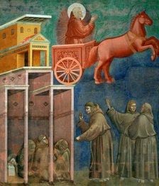 Vision of the Flaming Chariot (from Legend of Saint Francis), 1295-1300. Creator: Giotto di Bondone (1266-1377).