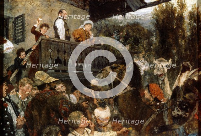'A Travelling Circus (Cameleers in Partenkirchen)', 1884.  Artist: Adolph Menzel