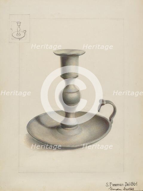 Pewter Candle Holder, c. 1936. Creator: Samuel Fineman.