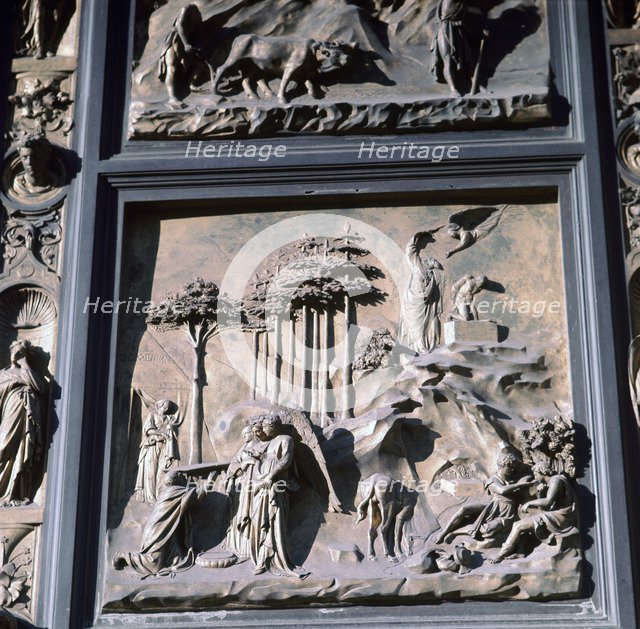Detail of the doors of Paradise showing Abraham and Isaac, 15th century. Artist: Lorenzo Ghiberti