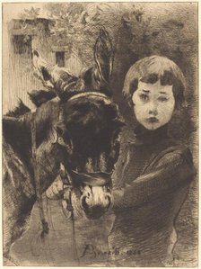 Robert Besnard and His Donkey (Robert Besnard et son ane), 1888. Creator: Paul Albert Besnard.