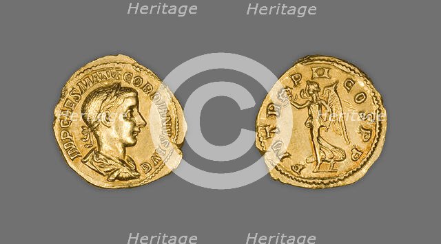 Aureus (Coin) Portraying Emperor Gordian III, 239 (late July-December), issued by Gordian III. Creator: Unknown.