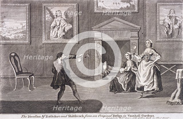 'The diversion of battledore and shittlecock', c1745. Artist: Anon